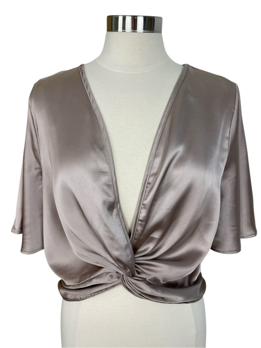Ro & De Women's Satin Twist-Front Crop Top, Size Large